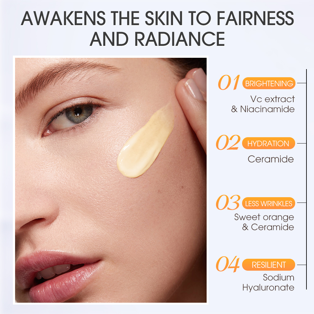 SKINEVER Organic Herbal Face Cream Vitamin C Sweet Orange Extract Non-Sticky Moisturizing Brightening Effect Skin Care Treatment