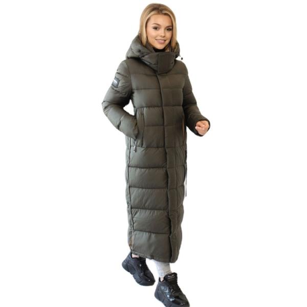 FODARLLOY Ladies Warm Hooded Solid Color Cotton-padded Clothes Women Long Down