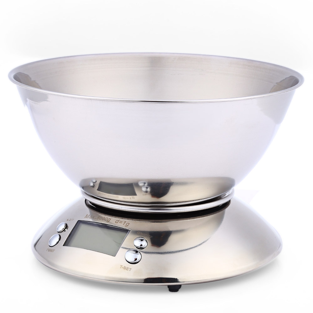 Electronic kitchen scale stainless steel peel fruit scale baking weighing 1g bowl scale temperature function