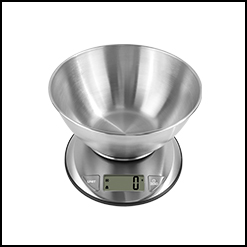 Stainless Steel Digital Kitchen Scale with Bowl Portable Battery-Powered Food Weighting Scale
