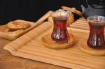 modern wood serving tray with unique handle