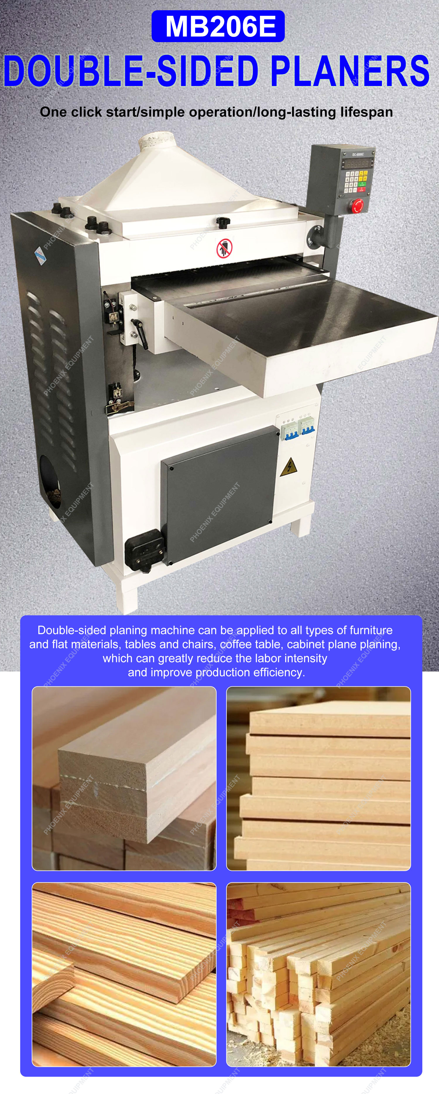 MB206E Wood Spiral Cutting Head Machine for Planning Boards Surface Automatic Planer