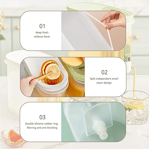 3.9L Cold Kettle with Faucet Large Capacity Double Filtration Space Save Drink Dispenser Water Jug Cold Water Pitcher