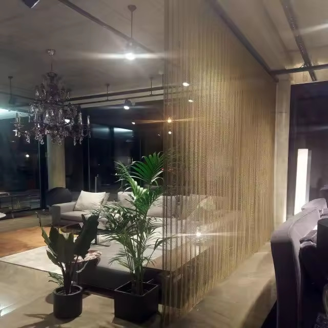 0.5-2mm Thickness Bronze Metal Coil Drapery For Round Window Treatment Curtain