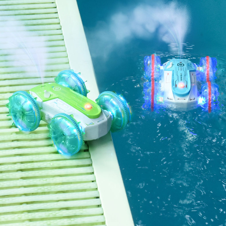Double Sided Stunt Car Amphibious RC Vehicle for Summer Pool Play Batteries Included