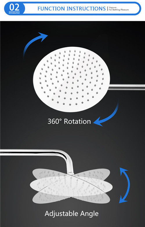 Sliver Rotatable Overhead Rainfall Shower Head Rotatable High Temperature Resistance 5mm Thin