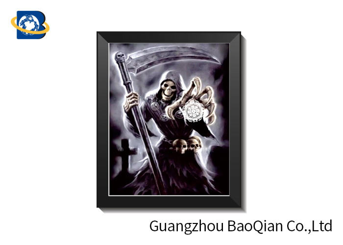 ODM 3D Picture Lenticular Printing Skull With Frame Deep Effect 0.65 mm PET Material