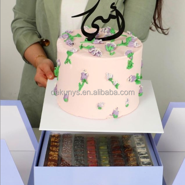 Surprise Cake Flower Chocolate Rose Packaging Paper Cardboard Rigid Birthday Gift Box
