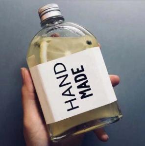 China Beverag Juice Wine Flat Glass Water Bottle 12.3oz 17.7*8.6cm wholesale
