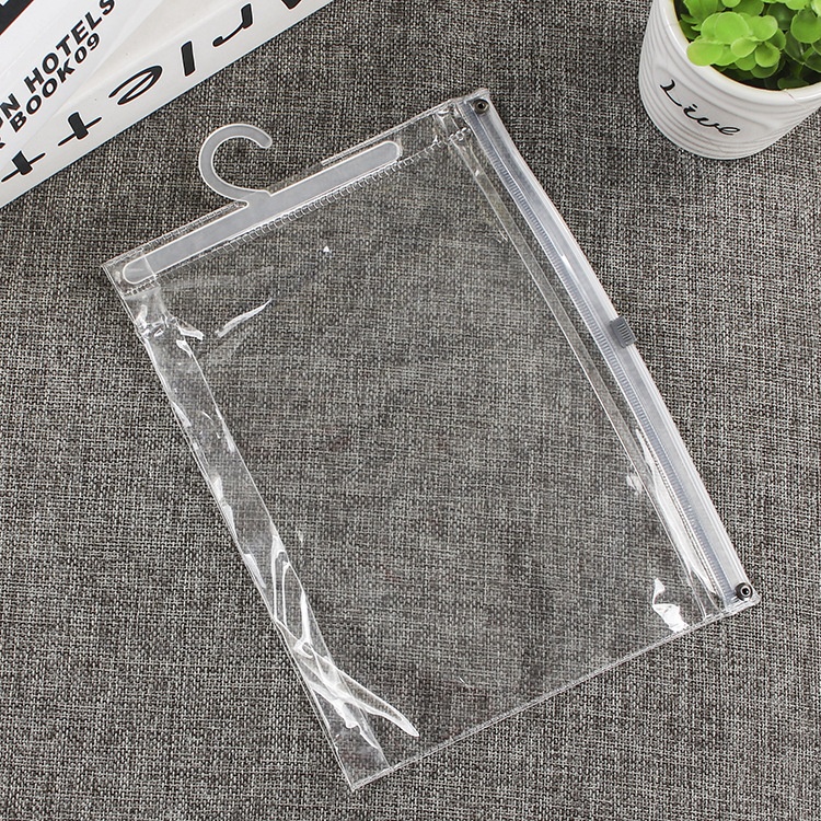 clear plastic  PVC  slider zipper  garments packing bags with hanger