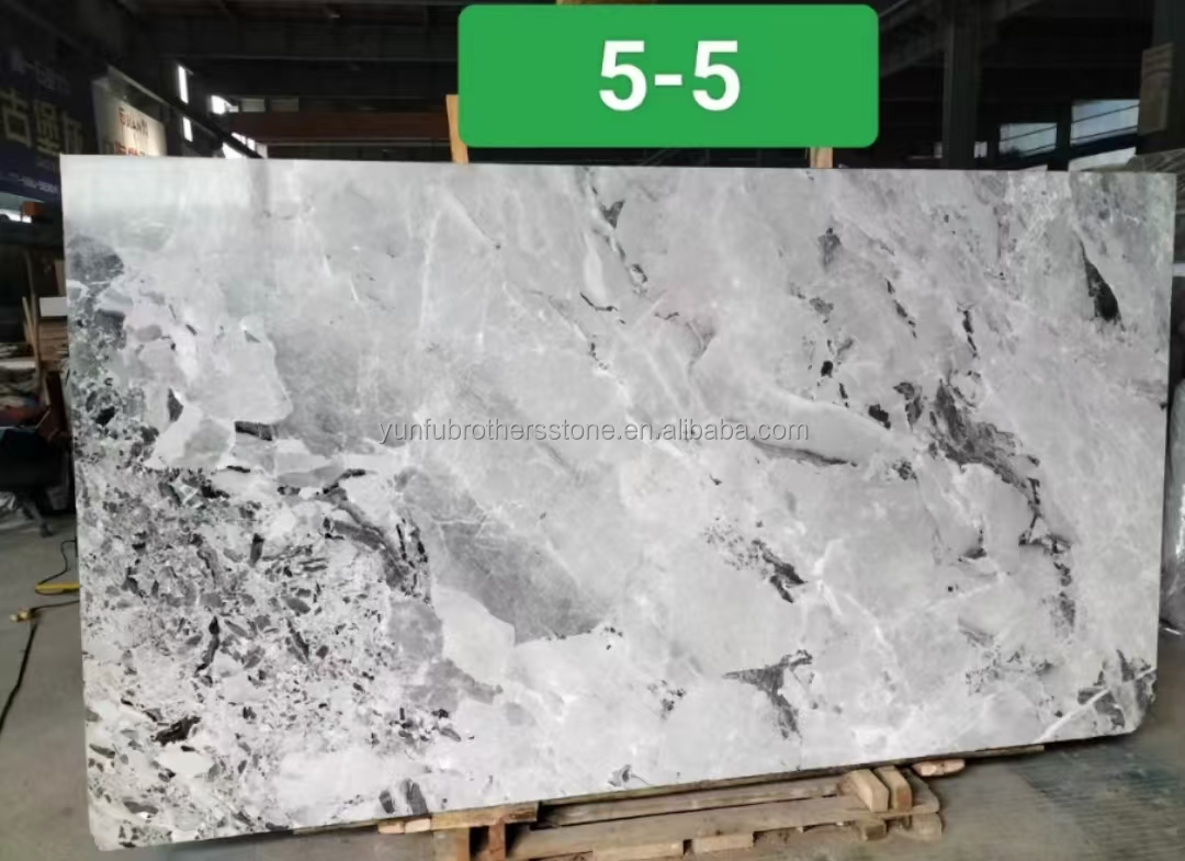 Modern Ink Painting Marble Big Slab Honed Grey Wall Panel and Kitchen Countertop Tile