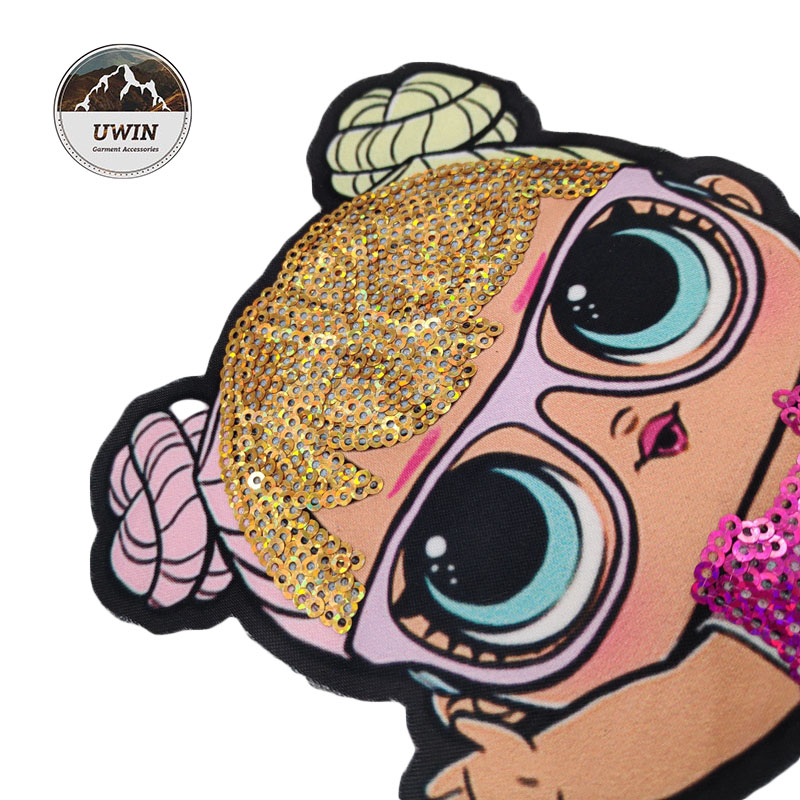 Customized Design Woven Badges No Minimum , LOL Sequin Embroidery Patch