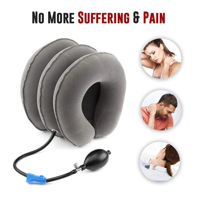 Adjustable neck cervical traction free size cervical collar soft in blue/red/purple/grey color