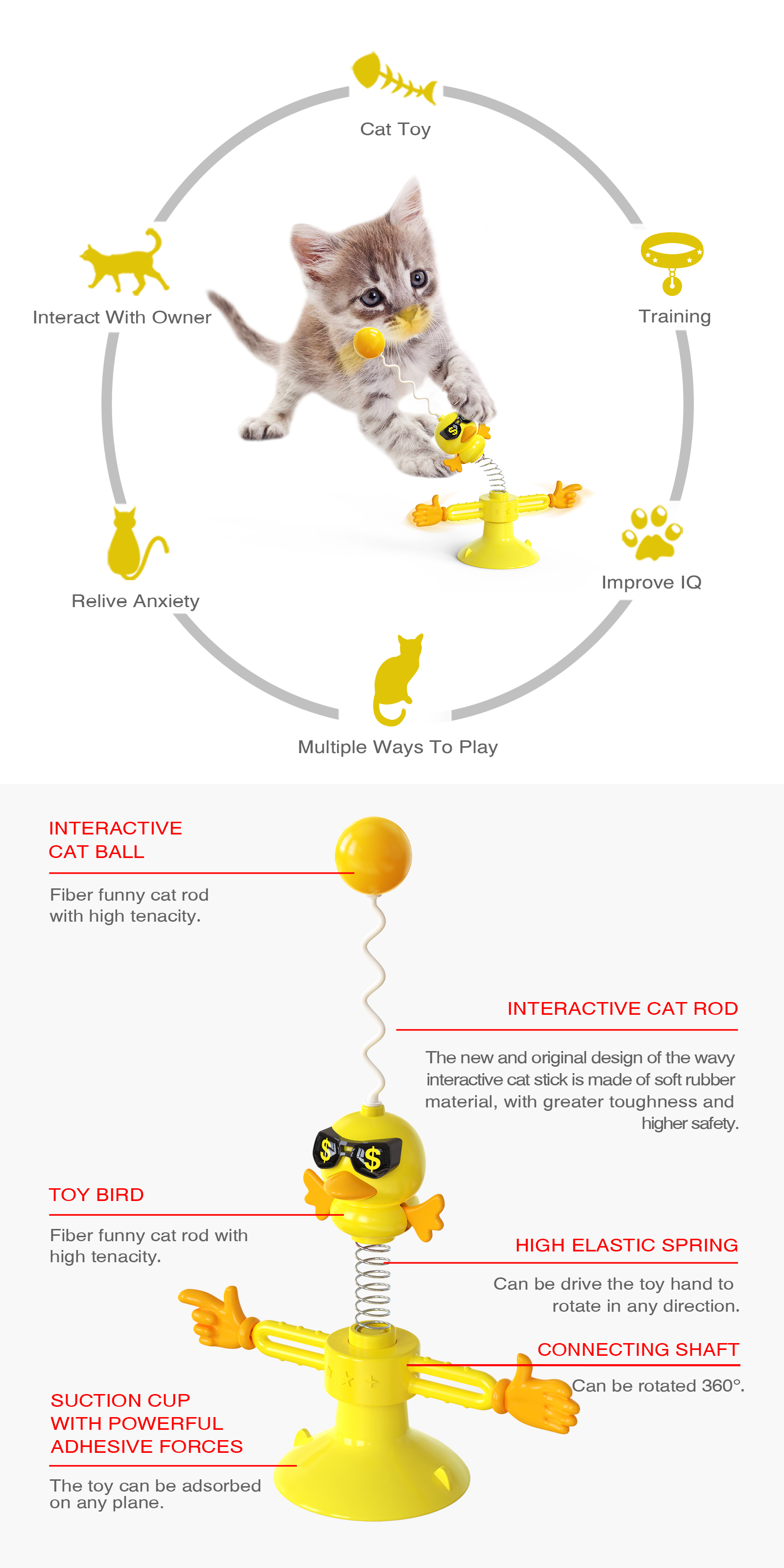 durable cat exercise toys Home Self Hey Spring Bird With Custom