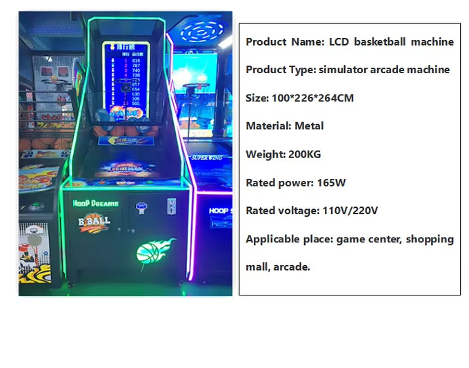 Indoor Arcade Game Machines Ticket Redemption Coin Operated Basketball Machine