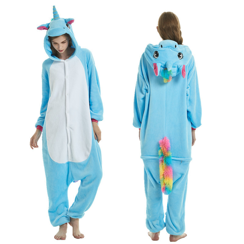 Flannel Romper Animal Printed Oversized Pyjama Hoodie For Men Women Couple