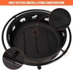 Outdoor Garden Wood Charcoal Heating Stove With Fireplace Poker Black