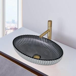 China Die Casting Glass Vessel Basin Smoke Gray Color Interior 135mm Height wholesale
