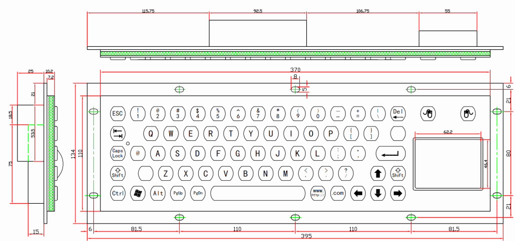 High Temp Resistant Keyboard With Trackpad , Metal Pc Keyboard For Kiosk