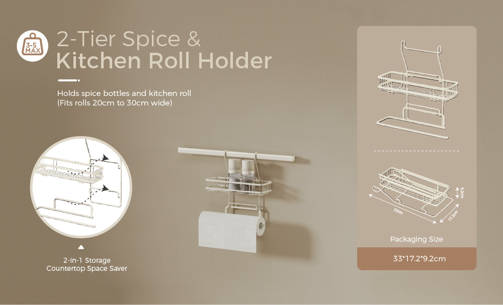 Spice Rack Hanging Kitchen Storage Rack In White Wall Mounted Type For Organized And Tidy Kitchen