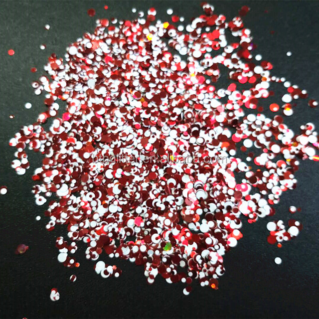 Unleash Your Imagination with Glitter Red and White Dots Mixes Nail Art Style