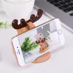 Natural Wooden Cell Phone Stand, Ecofriendly Smartphone Holder, Cute Cartoon