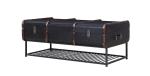 Top Genuine Leather Side Coffee Table Metal Lock Steel Frame With Drawers