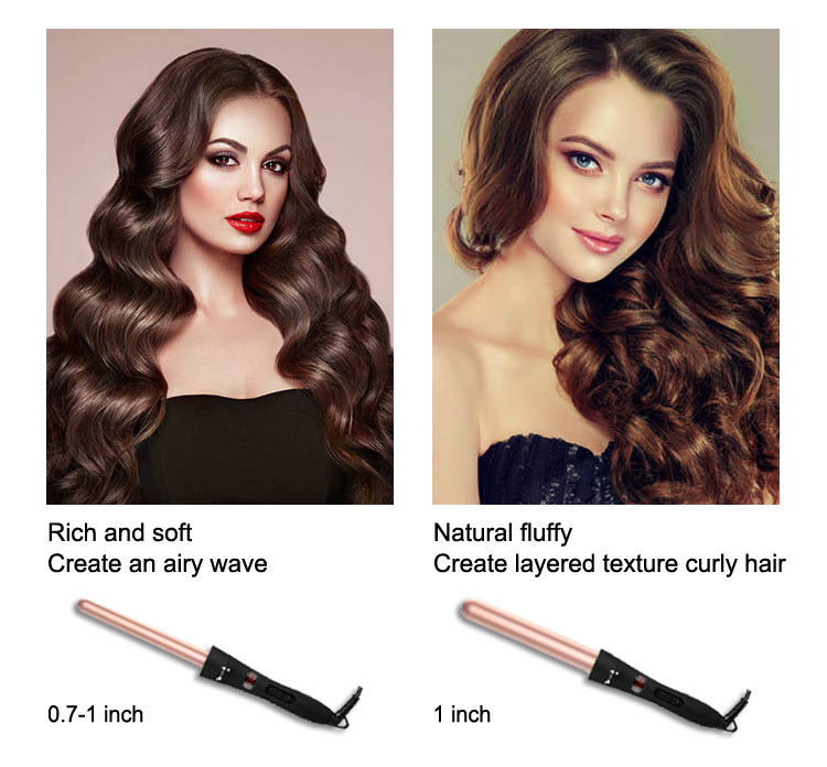 PTC Heater Titanium Interchangeable Curling Iron Set Adjustable Temperature