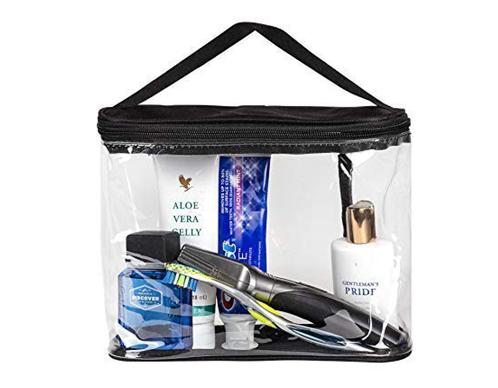 Large Double Zippers Clear Cosmetic Organizer Pouch for Carrying Makeup