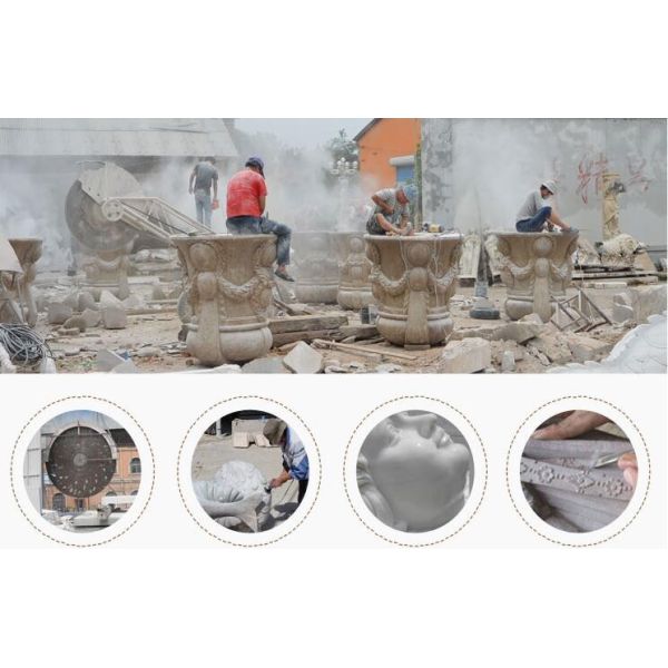 Outdoor Garden Decoration Marble Woman Statue Lamp