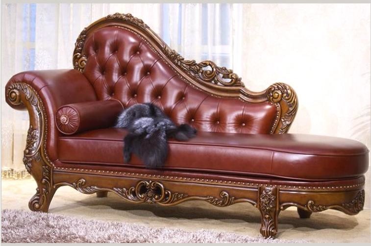 Brown Italian Leather Luxury Chaise Lounge Handcraft
