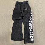 Custom Flare Sweat Pant Relaxed Trousers Sun Faded Puff Print Bootcut Acid Wash