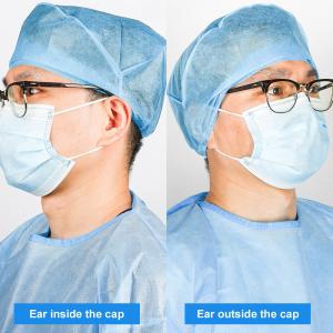 China Hospital Medical Surgical Cap / Disposable Non Woven Blue Surgical Doctor Cap wholesale