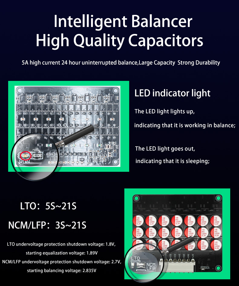 5A Active Balancer BMS 3S 4S 5S 6S 7S 8S 10S 12S Lifepo4 LTO Lithium Battery Equalizer