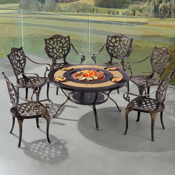 Outdoor Dining Table Patio Barbecues Grain Table And Chair Set For Garden