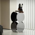 Bright Stainless Side Table Black Finish Metal Accent Table