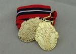 Red White Black Long Ribbon Medals Iron Die Stamping Gold Plating 2.0mm
