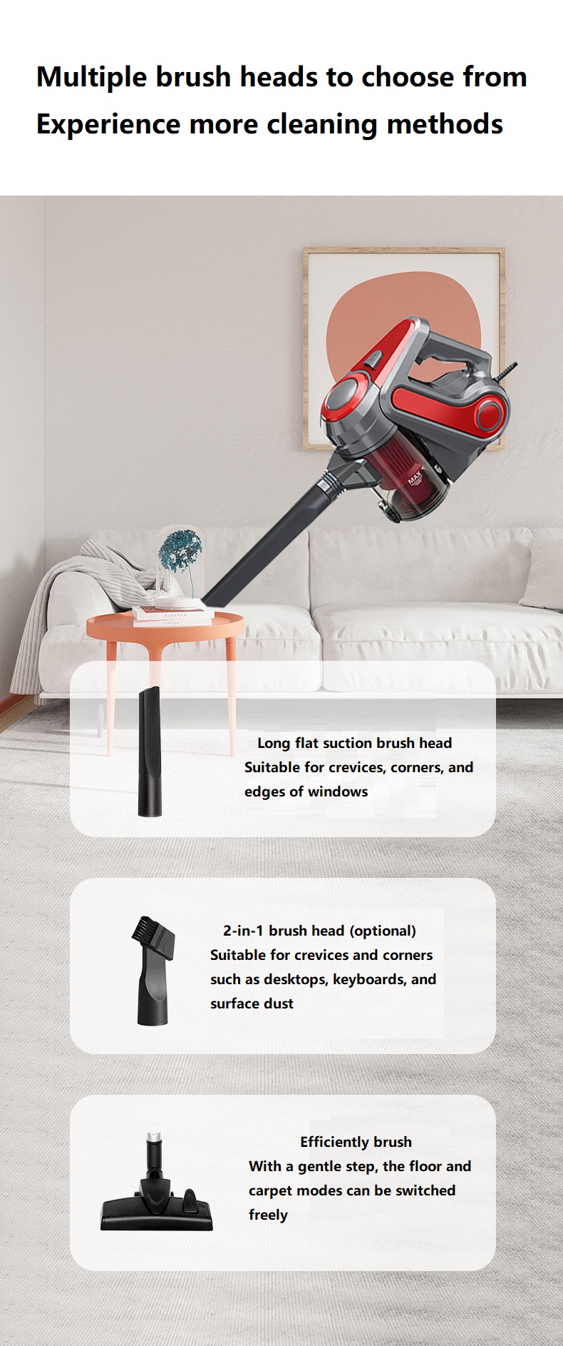Powerful Household 18000PA Handheld Push Rod Vacuum Cleaner Portable Vertical Cleaner
