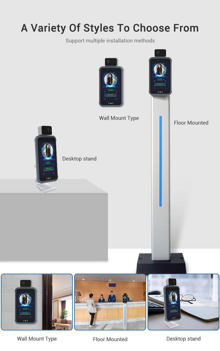 Pedesta 8" Biometric 3D Face Detection Attendance Device With Human Body Temperature Sensor