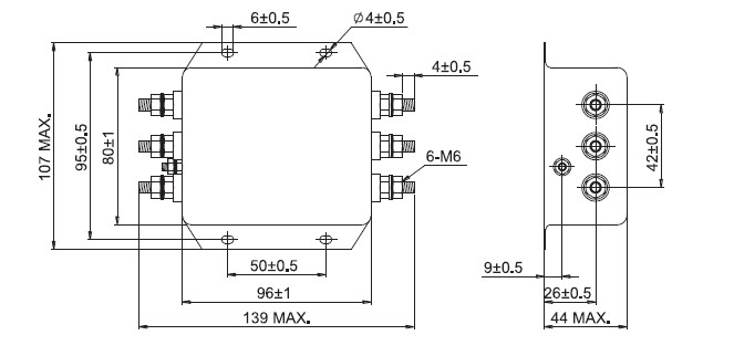 UL 94V-0 440VAC Power Line EMI Filter 10A CE ROHS REACH