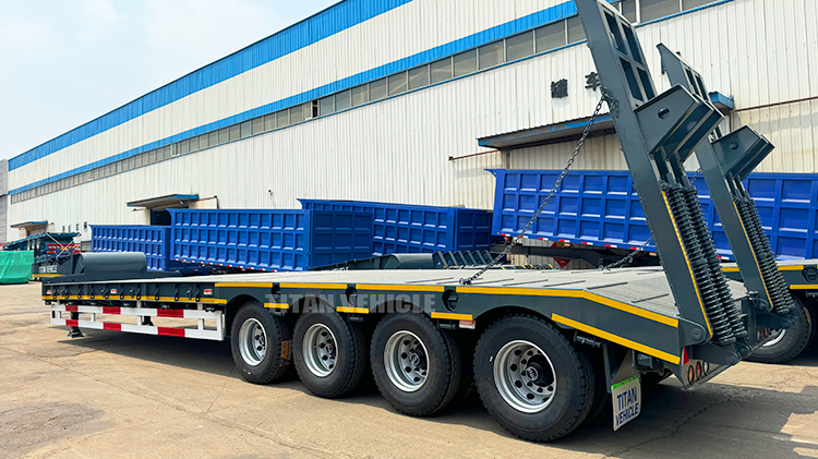 TITAN 4 Axle 100 Ton Lowbed Semi Trailer Low Bed Truck Trailer Loader for Sale