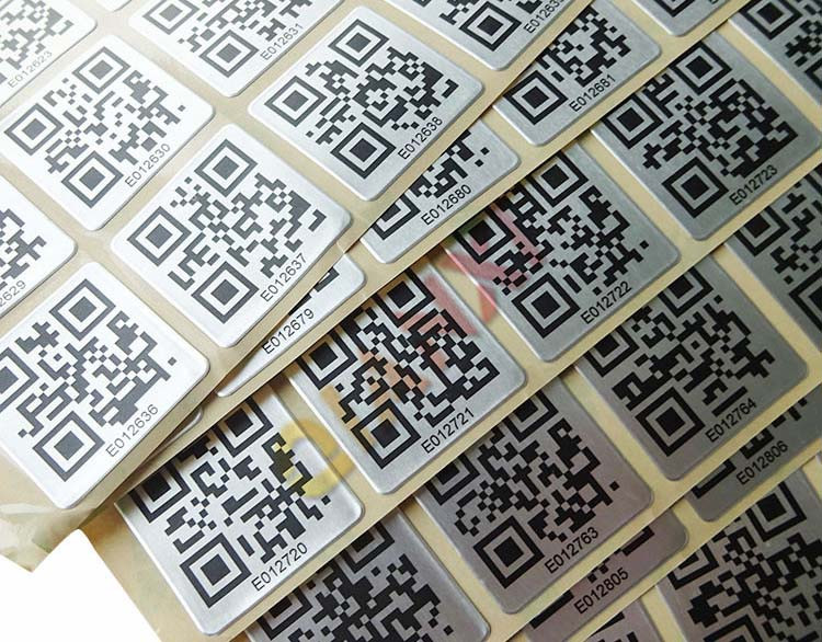 Encoding NFC Asset Tags Anodized Aluminium Sticker With Laser Etched Metal QR Code Barcode