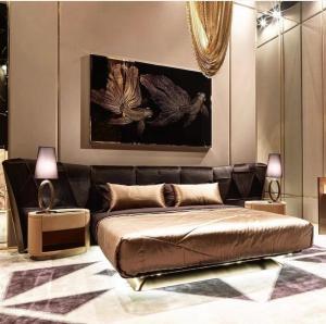 China Italian Style Fabric Solid Wood King Size Bed Durable For Bedroom Furniture wholesale