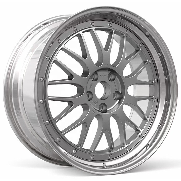 Lightweight Strongest 2 piece brushed slivery luxury forged wheel rim factory