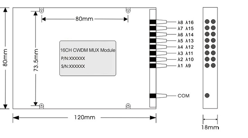 1470nm - 1610nm WDM Wavelength Division Multiplexing , 8CH Cwdm Mux Demux