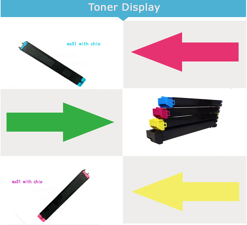 Compatible MX31 Sharp Copier Toner , Color Photocopier Cartridges MX4100n MX5000n MX4101n MX5001n