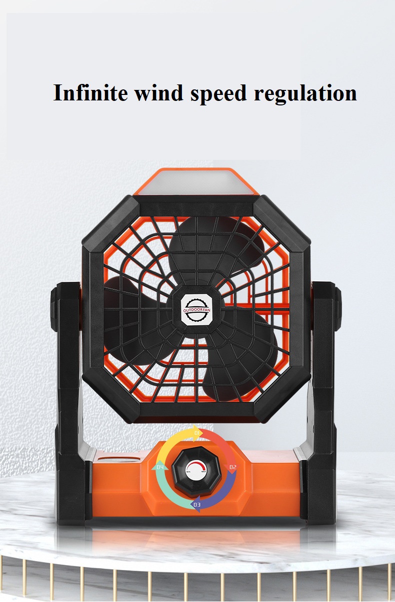 Portable 6-inch Wind Rechargeable Outdoor Tent Camping Fan With Lighting and Durable