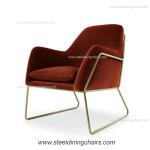 Living Room Velvet Covers Leisure Stainless Steel Single Seater Couch
