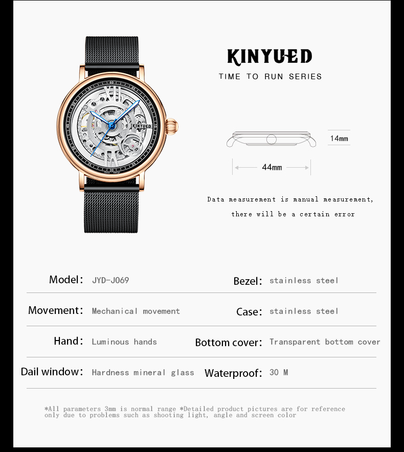 KINYUED Brand Full Hollow Surface Skeleton Couples Stainless Steel Strap Watches Waterproof Automatic Mechanical relojes