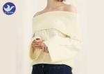 Off Shoulder Big Sleeve Cuff Womens Knit Pullover Sweater / Ladies Cable Knit